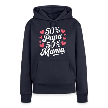 50 papa 50 maman bébé cadeau cool - Sweat à capuche Premium bio Femme - bleu marine - Devant - Julia (174cm)