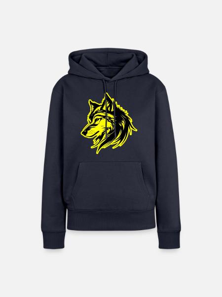 Wolf Silhouette - Frauen Premium Bio Hoodie - Navy
