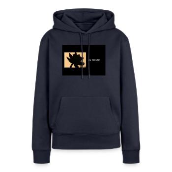 Streetwear AN - Sweat à capuche Premium bio Femme - bleu marine - Devant - Julia (174cm)