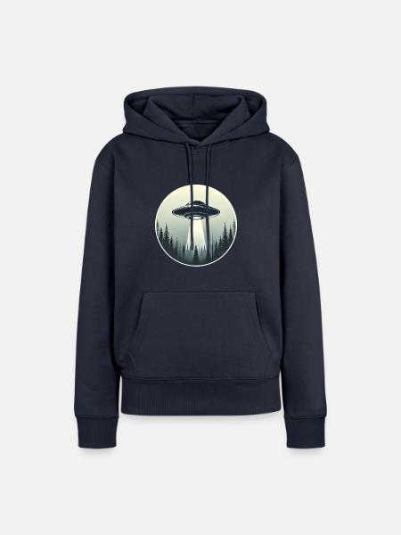 UFO-Begegnung im Wald - Frauen Premium Bio Hoodie - Navy