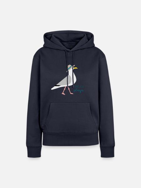 Möwe Stohhut - Frauen Premium Bio Hoodie - Navy