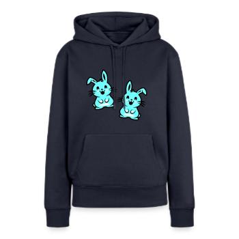 Lapin de Pâques Pâques - Sweat à capuche Premium bio Femme - bleu marine - Devant - Julia (174cm)