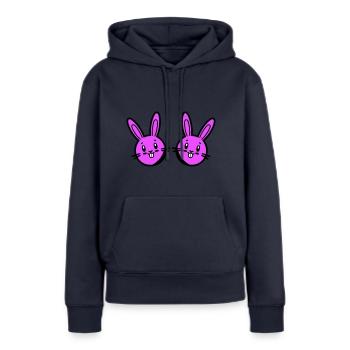 Lapin de Pâques Pâques - Sweat à capuche Premium bio Femme - bleu marine - Devant - Julia (174cm)