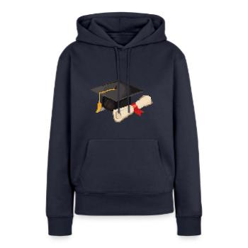 Retro Pixel Uni Abschluss - Frauen Premium Bio Hoodie - Navy - Vorne - Julia (174cm)