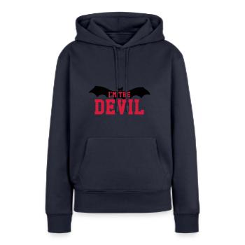 I'm the DEVIL - Sweat à capuche Premium bio Femme - bleu marine - Devant - Julia (174cm)