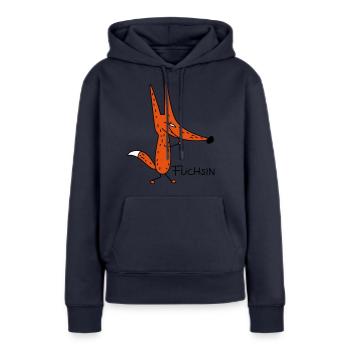 Schlaue Füchsin (b) - Frauen Premium Bio Hoodie - Navy - Vorne - Julia (174cm)