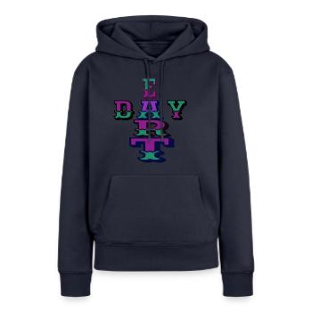 earth day, every day - Sweat à capuche Premium bio Femme - bleu marine - Devant - Julia (174cm)