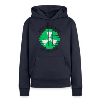 Atomkraft, Ja bitte, Kernenergie - Frauen Premium Bio Hoodie - Navy - Vorne - Julia (174cm)