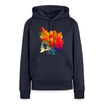 "Sylvester" Acryl Paint 41 by Marco Eckenbrecht - Frauen Premium Bio Hoodie - Navy - Vorne - Julia (174cm)