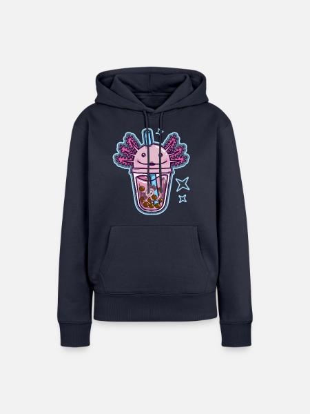 Axolotl Bubble Tee - Frauen Premium Bio Hoodie - Navy