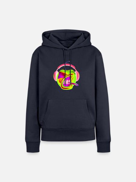 Wildkirsche Mund Joint Mehrfarbig - Frauen Premium Bio Hoodie - Navy