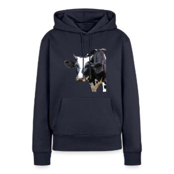 lustige Kuh Kuhkopf Geschenk Bauern Landwirte - Frauen Premium Bio Hoodie - Navy - Vorne - Julia (174cm)