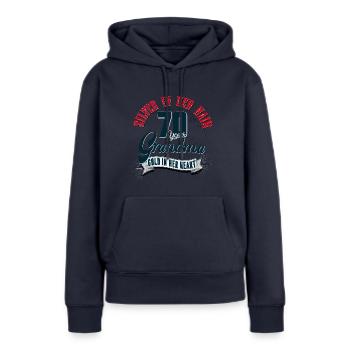 Grand-mère, 70e anniversaire, 70 ans, cadeau - Sweat à capuche Premium bio Femme - bleu marine - Devant - Julia (174cm)