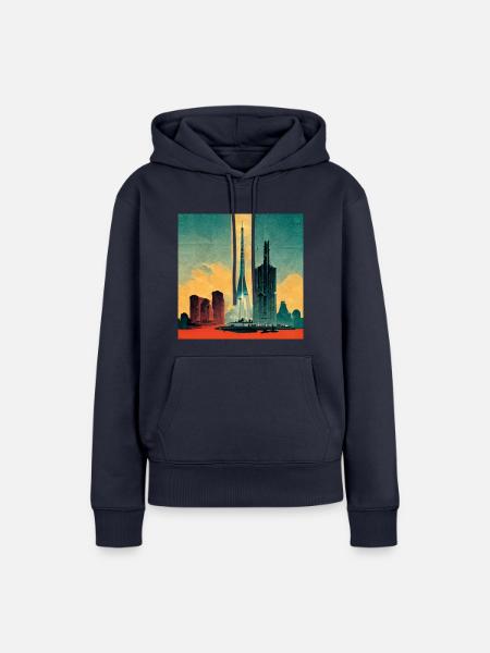 Futuristische Metropole - Frauen Premium Bio Hoodie - Navy