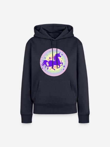 Laufende Einhorn Silhouette - Frauen Premium Bio Hoodie - Navy