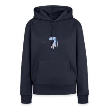 Halte dich warm - Frauen Premium Bio Hoodie - Navy - Vorne - Julia (174cm)