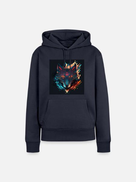 Abstrakter Wolfskopf - Frauen Premium Bio Hoodie - Navy