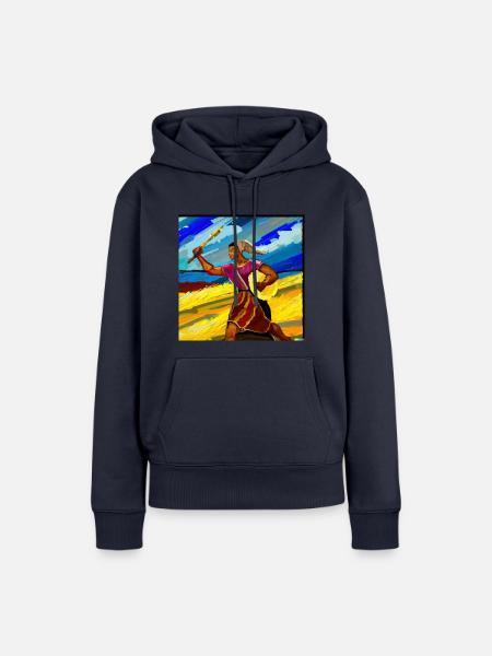 Krieger Ölgemälde - Frauen Premium Bio Hoodie - Navy