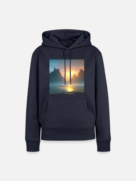 Sunset over the bay - Frauen Premium Bio Hoodie - Navy