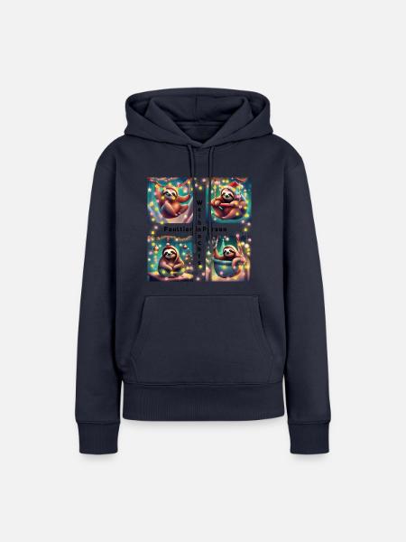 Weihnachts - Faultier, Ugly-Christmas - Frauen Premium Bio Hoodie - Navy