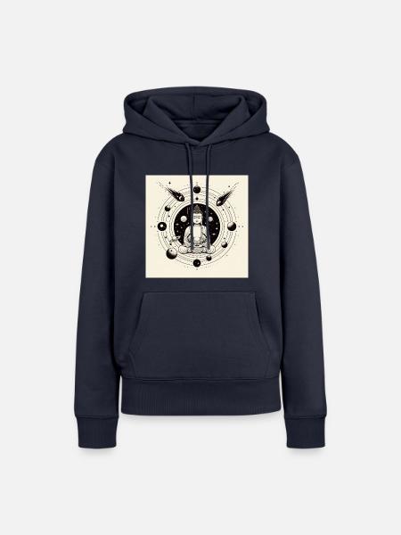 Space-Buddha schwarzweiß - Frauen Premium Bio Hoodie - Navy