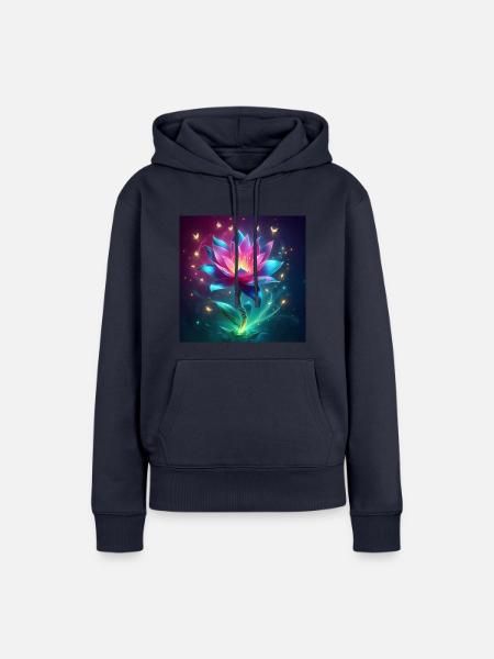 Enchanted Lotus Bloom - Frauen Premium Bio Hoodie - Navy