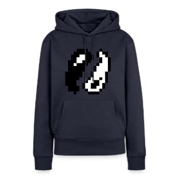 Ying Yang Pixel - Sweat à capuche Premium bio Femme - bleu marine - Devant - Julia (174cm)