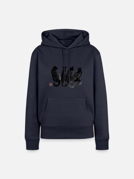 4 Katzen - Frauen Premium Bio Hoodie - Navy