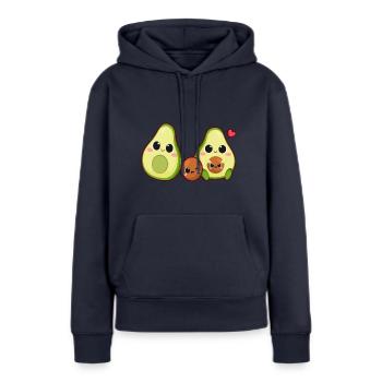 Kawaii Valentine Avocado - Avocado Design - Frauen Premium Bio Hoodie - Navy - Vorne - Julia (174cm)