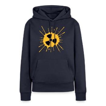 symbole atomique avertissement radioactif note d'avertissement - Sweat à capuche Premium bio Femme - bleu marine - Devant - Julia (174cm)