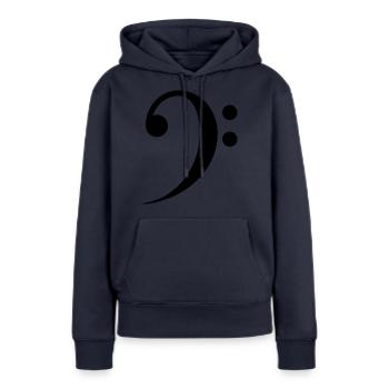 Clé de basse - Sweat à capuche Premium bio Femme - bleu marine - Devant - Julia (174cm)