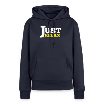 Just Relax - Frauen Premium Bio Hoodie - Navy - Vorne - Julia (174cm)
