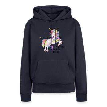 Einhorn, Einhörner, Ich liebe Einhörner, Geschenk - Frauen Premium Bio Hoodie - Navy - Vorne - Julia (174cm)