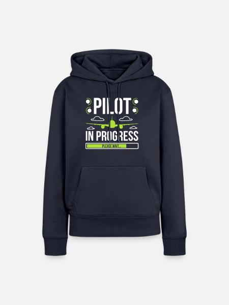 Aviator Pilot in Arbeit - Frauen Premium Bio Hoodie - Navy