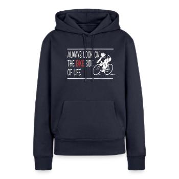 Pour les professionnels de la course: le côté du vélo! - Sweat à capuche Premium bio Femme - bleu marine - Devant - Julia (174cm)