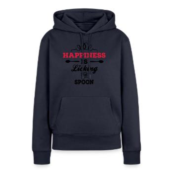 essen - Frauen Premium Bio Hoodie - Navy - Vorne - Julia (174cm)