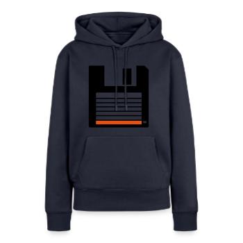 disquette 3 pouce 15 - Sweat à capuche Premium bio Femme - bleu marine - Devant - Julia (174cm)