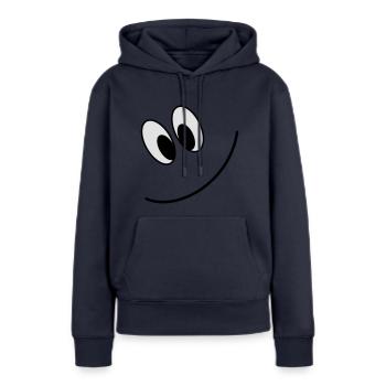 Sourire 2 - Sweat à capuche Premium bio Femme - bleu marine - Devant - Julia (174cm)