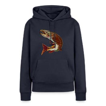 Hecht braun - Frauen Premium Bio Hoodie - Navy - Vorne - Julia (174cm)