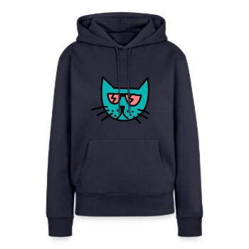 Katze - Stilvolle Katze - Frauen Premium Bio Hoodie - Navy - Vorne - Julia (174cm)