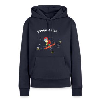 Anatomie eines Skifahrers - Frauen Premium Bio Hoodie - Navy - Vorne - Julia (174cm)