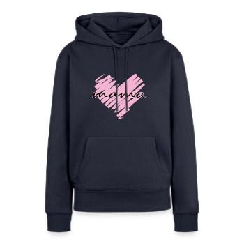 Mama Herz - Frauen Premium Bio Hoodie - Navy - Vorne - Julia (174cm)