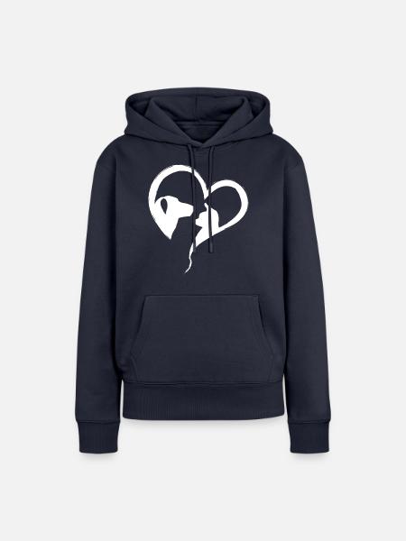 Hundekatze in Herzform - Frauen Premium Bio Hoodie - Navy