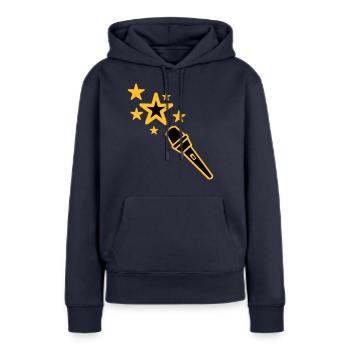 micro - Frauen Premium Bio Hoodie - Navy - Vorne - Julia (174cm)