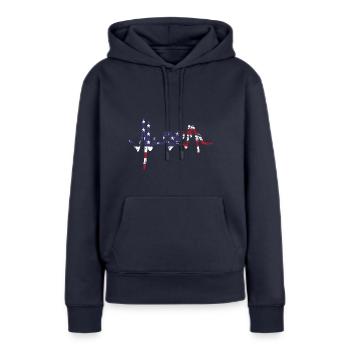 Amerika mit Herzschlag - Frauen Premium Bio Hoodie - Navy - Vorne - Julia (174cm)