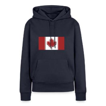Drapeau du Canada - Sweat à capuche Premium bio Femme - bleu marine - Devant - Julia (174cm)