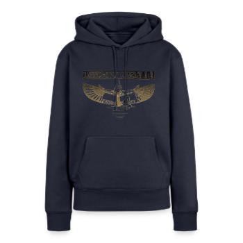 Isis - die Dame der Magie des Goldes - Frauen Premium Bio Hoodie - Navy - Vorne - Julia (174cm)