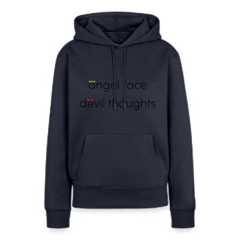 Engel stehen Teufelsgedanken gegenüber - Frauen Premium Bio Hoodie - Navy - Vorne - Julia (174cm)