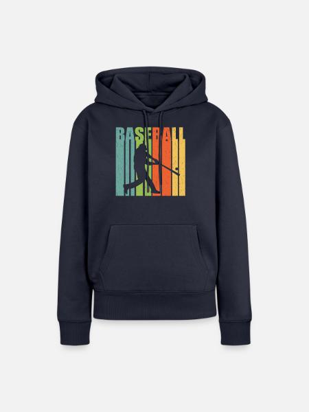 Baseball Schlagmann retro - Frauen Premium Bio Hoodie - Navy