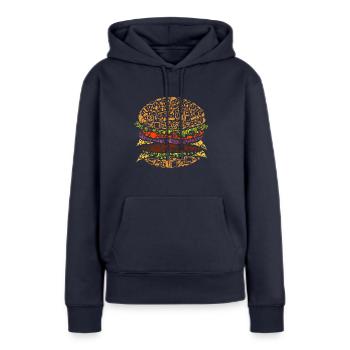 Burger - Sweat à capuche Premium bio Femme - bleu marine - Devant - Julia (174cm)